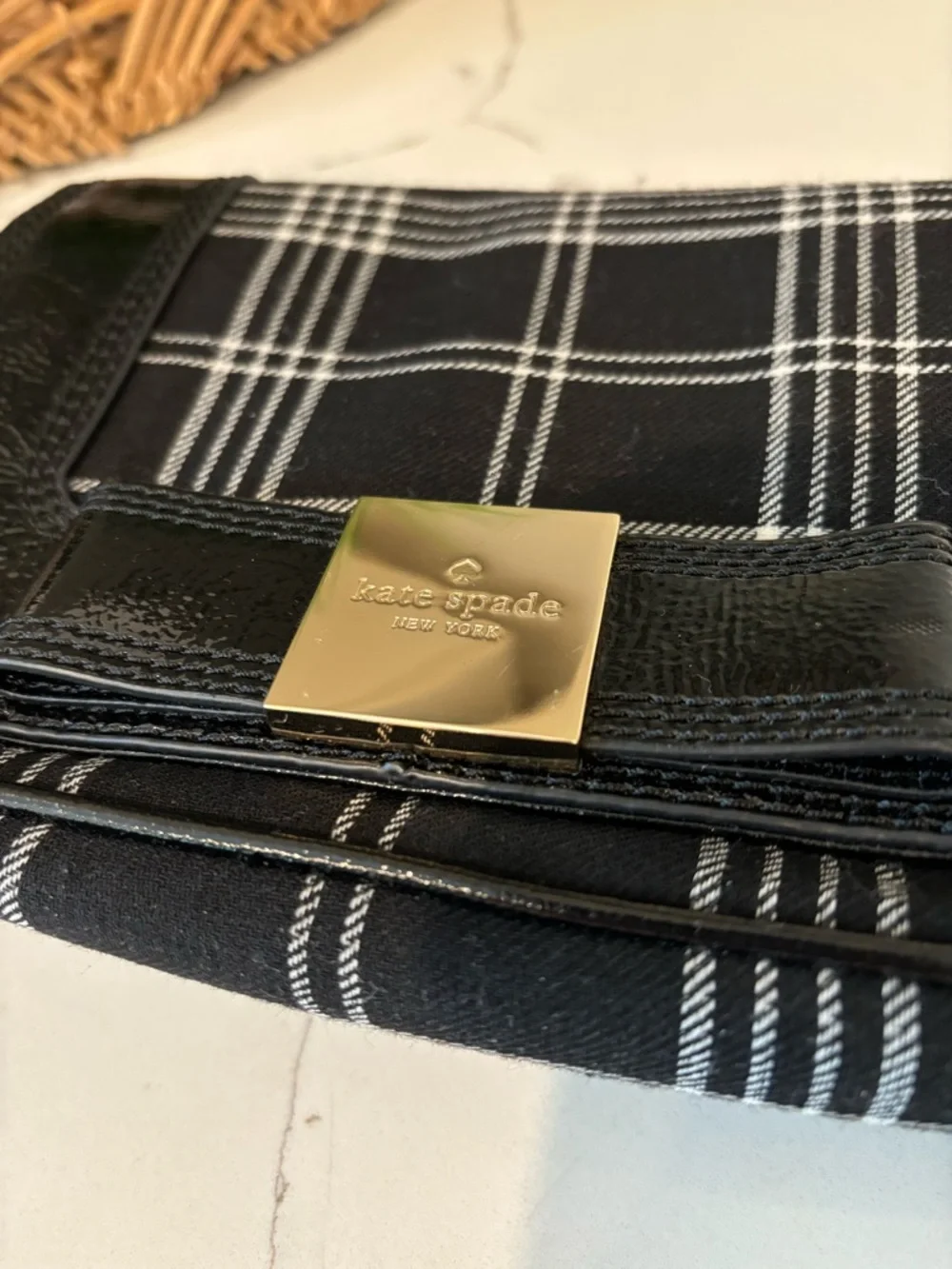 Kate Spade Primrose Hill Little Kailen Crossbody Plaid Fabric Patent Leather Bow